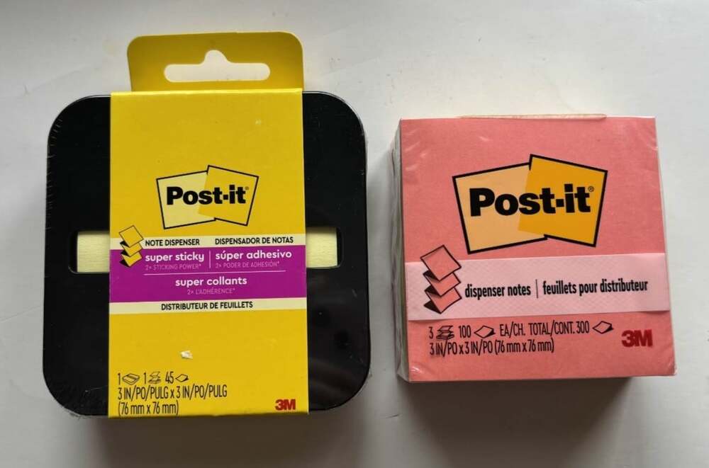 Post It Note Dispenser Black Square Non Weighted with Dispenser Note Refill Pads